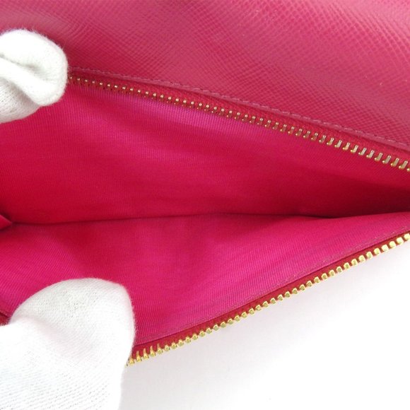 Prada Long Wallet Ribbon Pink Safiano Leather Authentic - Picture 8 of 9
